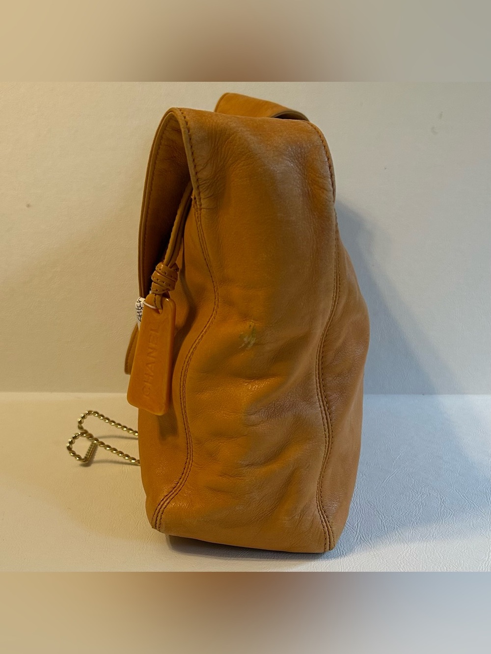 Chanel CC Stitch Mustard Orange Lambskin Shoulder Bag - Picture 5 of 6
